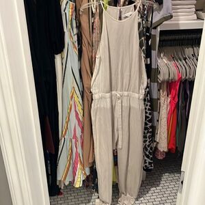 Young Fabulous & Broke tan neutral linen jumpsuit XS - new